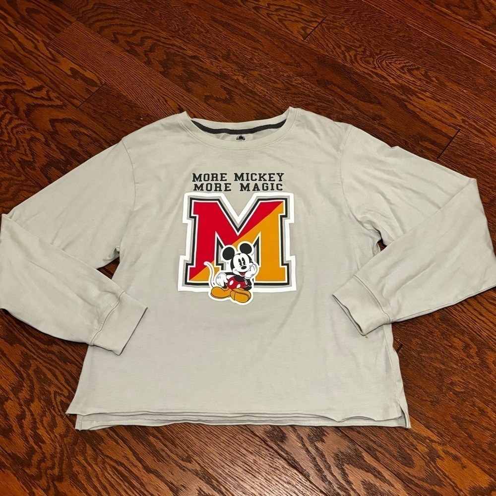 Disney Mickey Mouse long sleeve shirt in grey. Like new! Women’s size large.